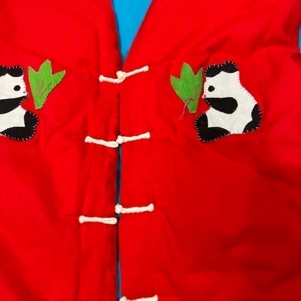 Vintage Chinese Quilted Applique Patchwork 3D Scorpion Frog Panda Vest - Picture 5 of 15